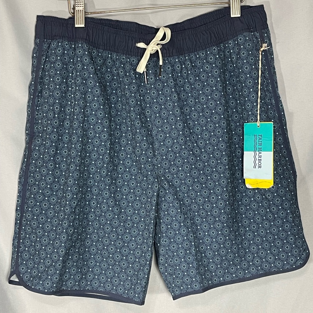 Fair Harbor Blue Swim Trunks Elastic Waistband